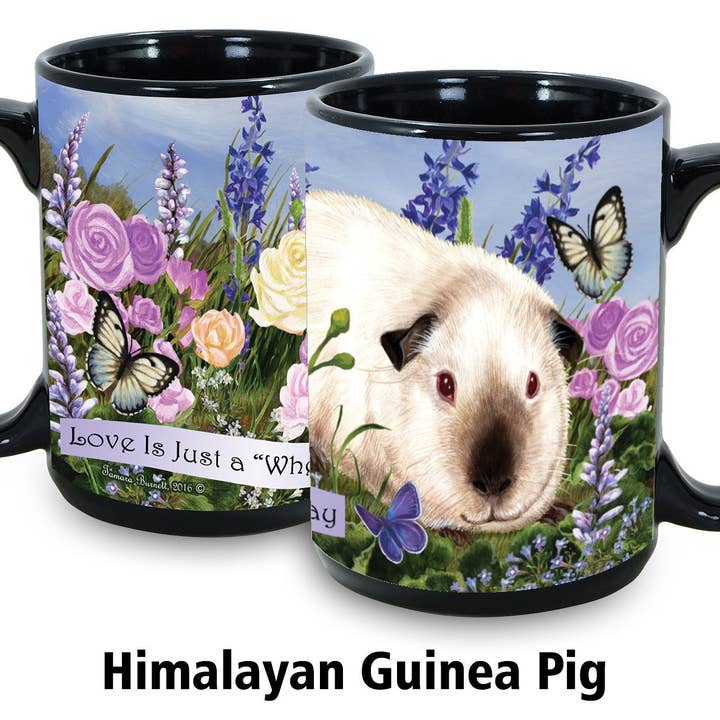 Pet Gifts USA, LLC – wholesale Coffee mug – 15oz Guinea Pig Himalayan Garden Party Black Coffee Cup Mug