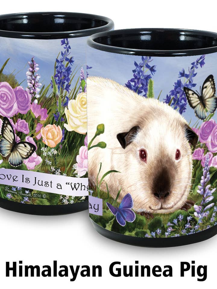 15oz Guinea Pig Himalayan Garden Party Black Coffee Cup Mug for wholesale by Pet Gifts USA, LLC