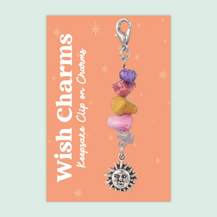 WishStrings – wholesale Individual charm/pendant – Sun - Wish Charms - Keepsake Clip on Charm with Gemstones - WCC010