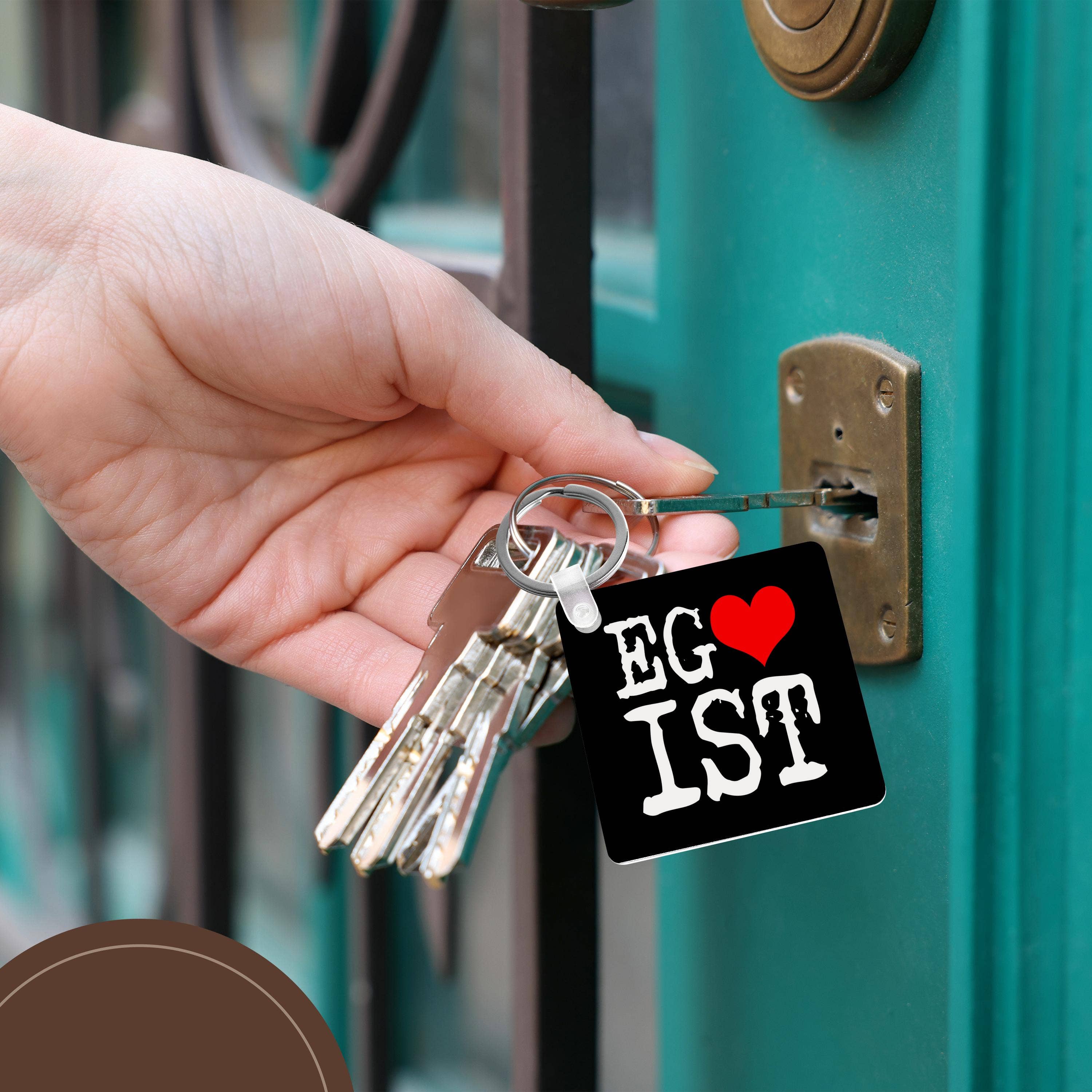 3dRose – wholesale Keychain – Unisex – 3dRose, White Egoist text and a red heart, black background, Key Chain5