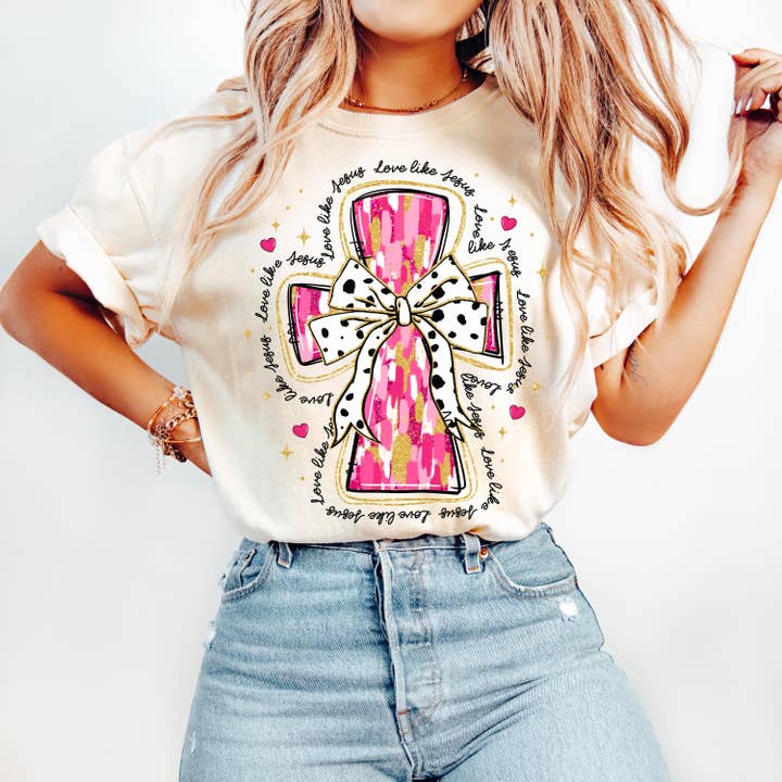 NVC Ecommerce LLC – wholesale T-shirt med logga - Dam – Retro Cupid Coquette rosettskjorta, Girly Valentine tröja1