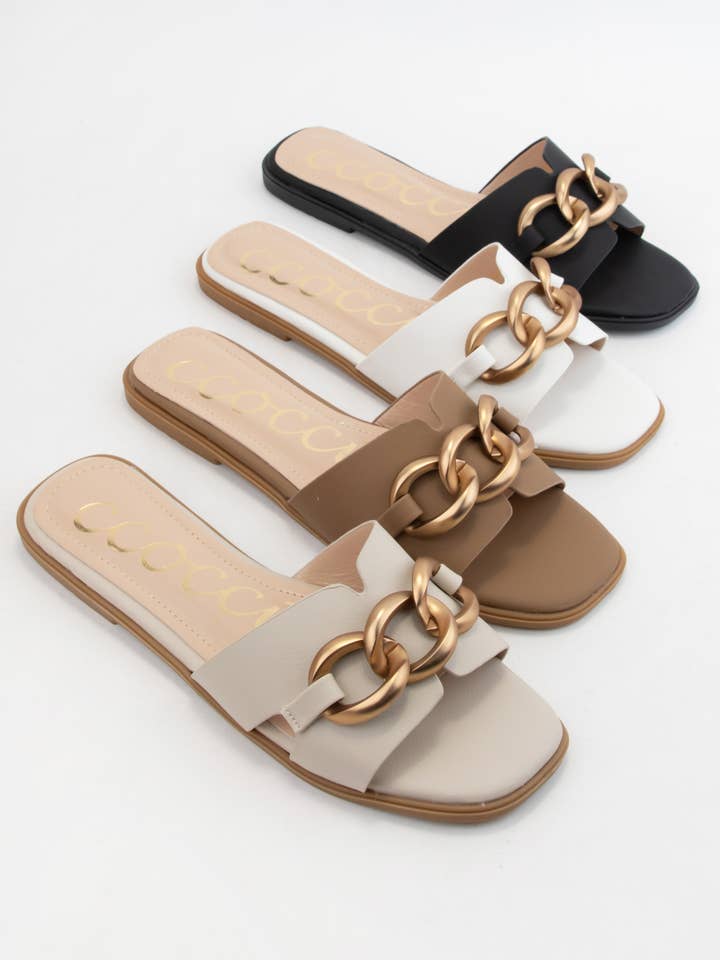 CCOCCI - Wholesale Sandals - Women's - BRONZE BOLD CHAIN H-SHAPED SANDAL3