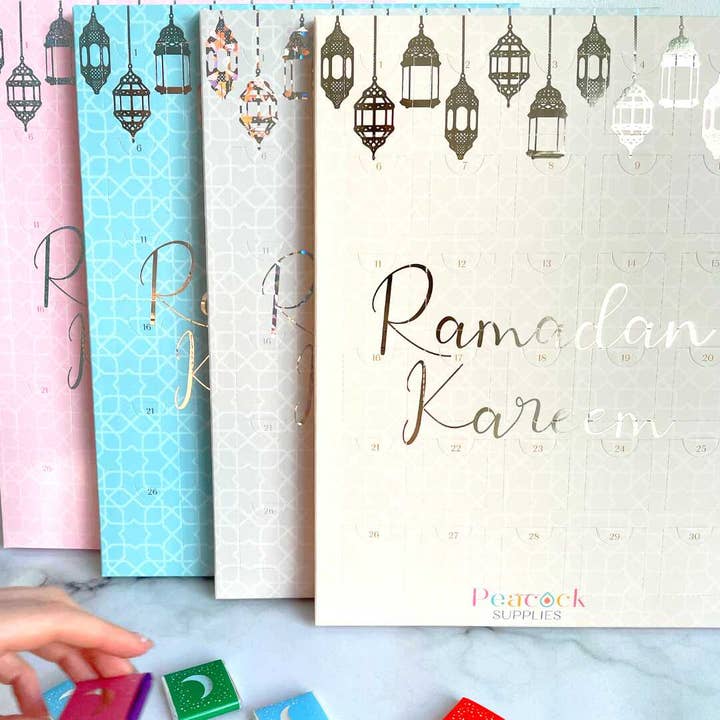 Peacock Supplies – Großhandel Süßigkeiten mit Schokoglasur – Ramadan-Countdown-Kalender, Schokolade, Blau/Silber