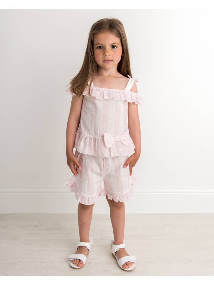 Caramelo Kids - Wholesale Top & Short Set - Kids - Candy Stripe Cold Shoulder Short Set
