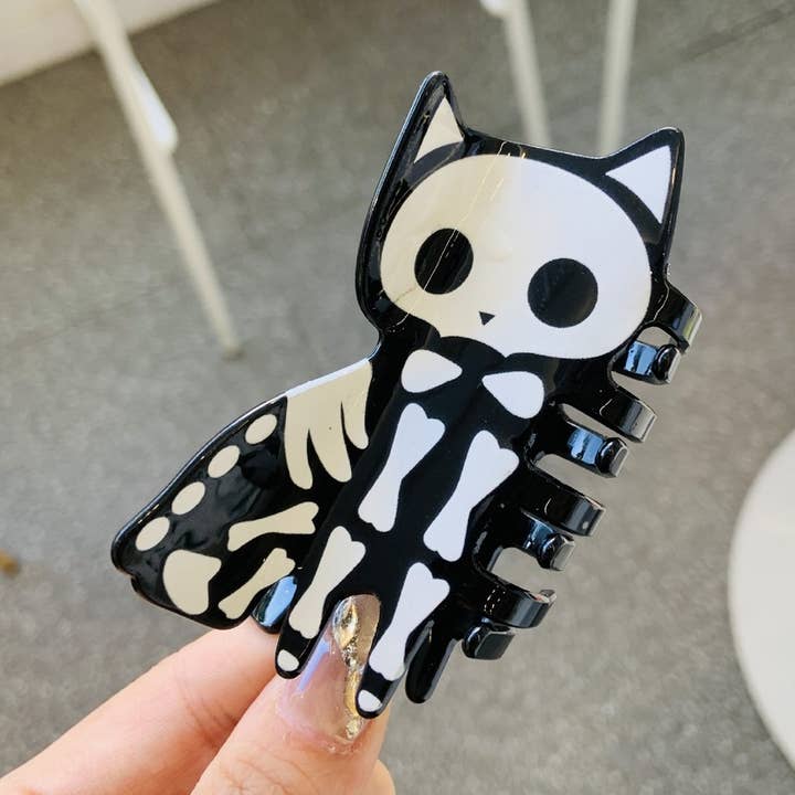 Glow Skull Pumpkin Acetate Hair Claw – 8.3cm Clip_CWASC1590 for wholesale by ACCITY