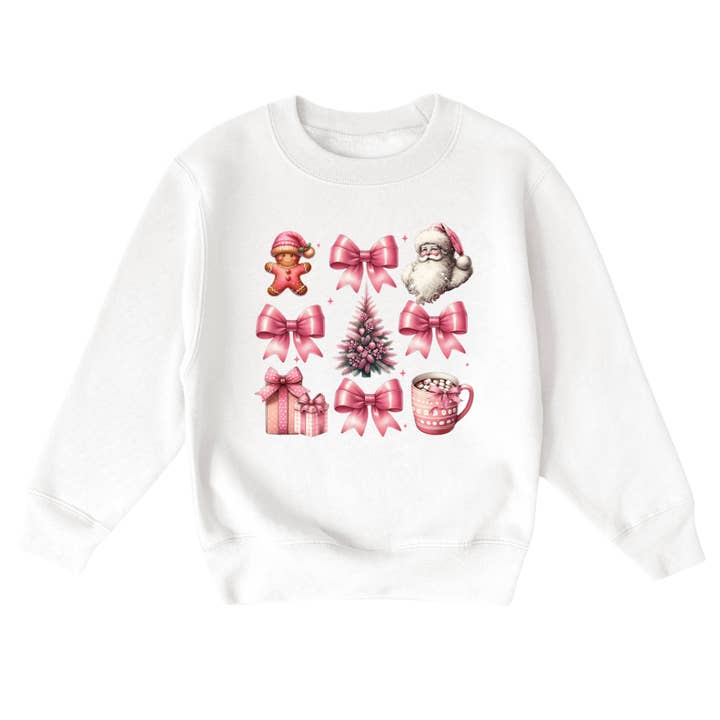 Camisola de Natal Juvenil Rosa Aconchegante de Natal por atacado de Mama and Littles Apparel