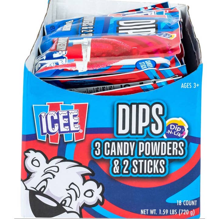 O'Shea's Candies Sweet Shop - Wholesale Hard Candy - Nostalgic 1958 ICEE® Dips Candy Powder & Stick 3 PACK 18ct2