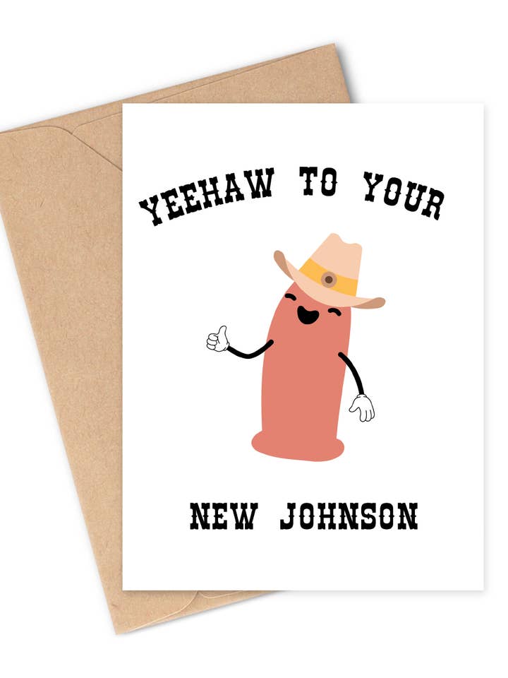 YEEHAW TO NEW JOHNSON Greeting Card for wholesale by Two Brides Presents