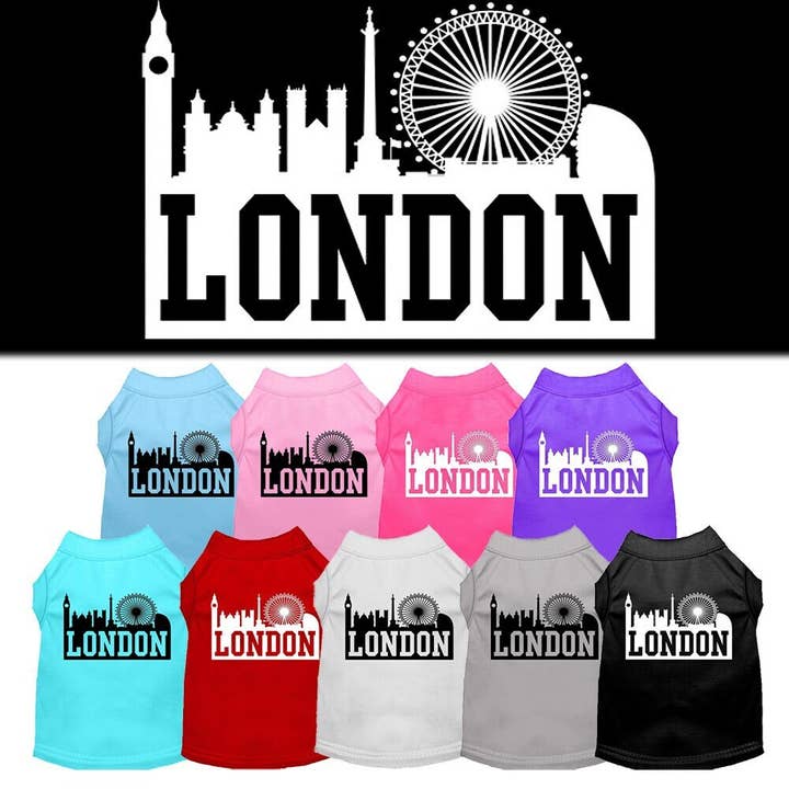 Pet Dog & Cat Shirt Screen Printed, "London Skyline" for wholesale by As You Wish Apparel
