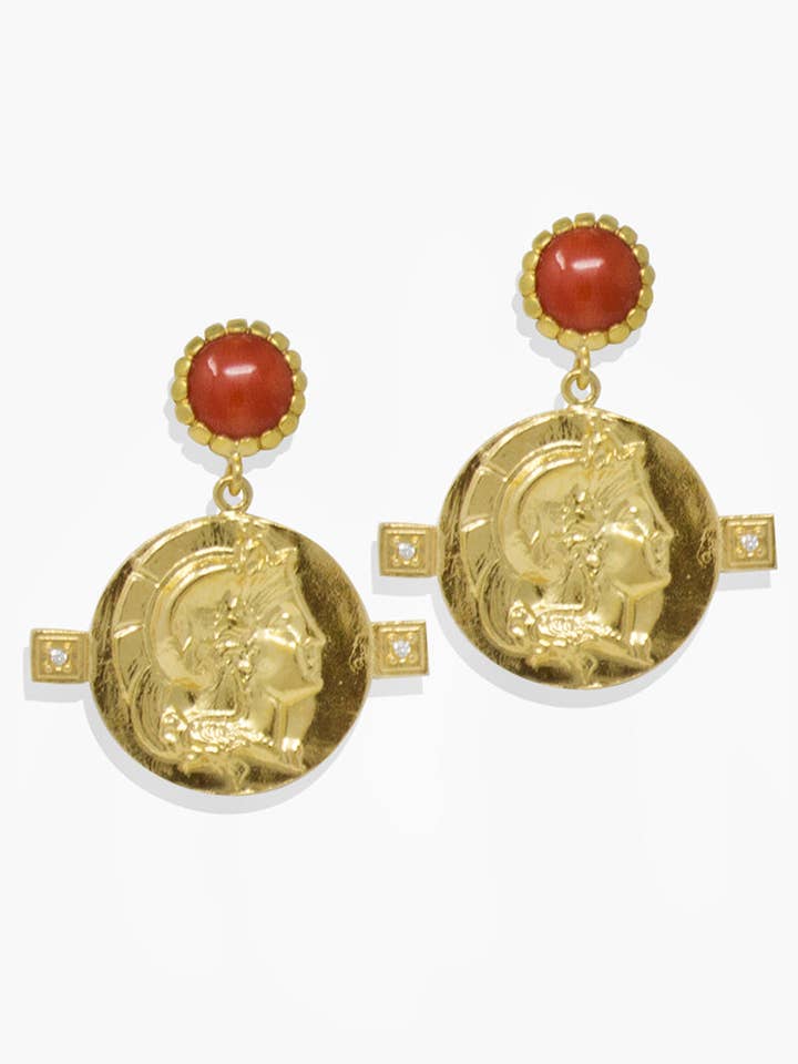 Achilles Earrings With Carnelian for wholesale by Vintouch Jewels