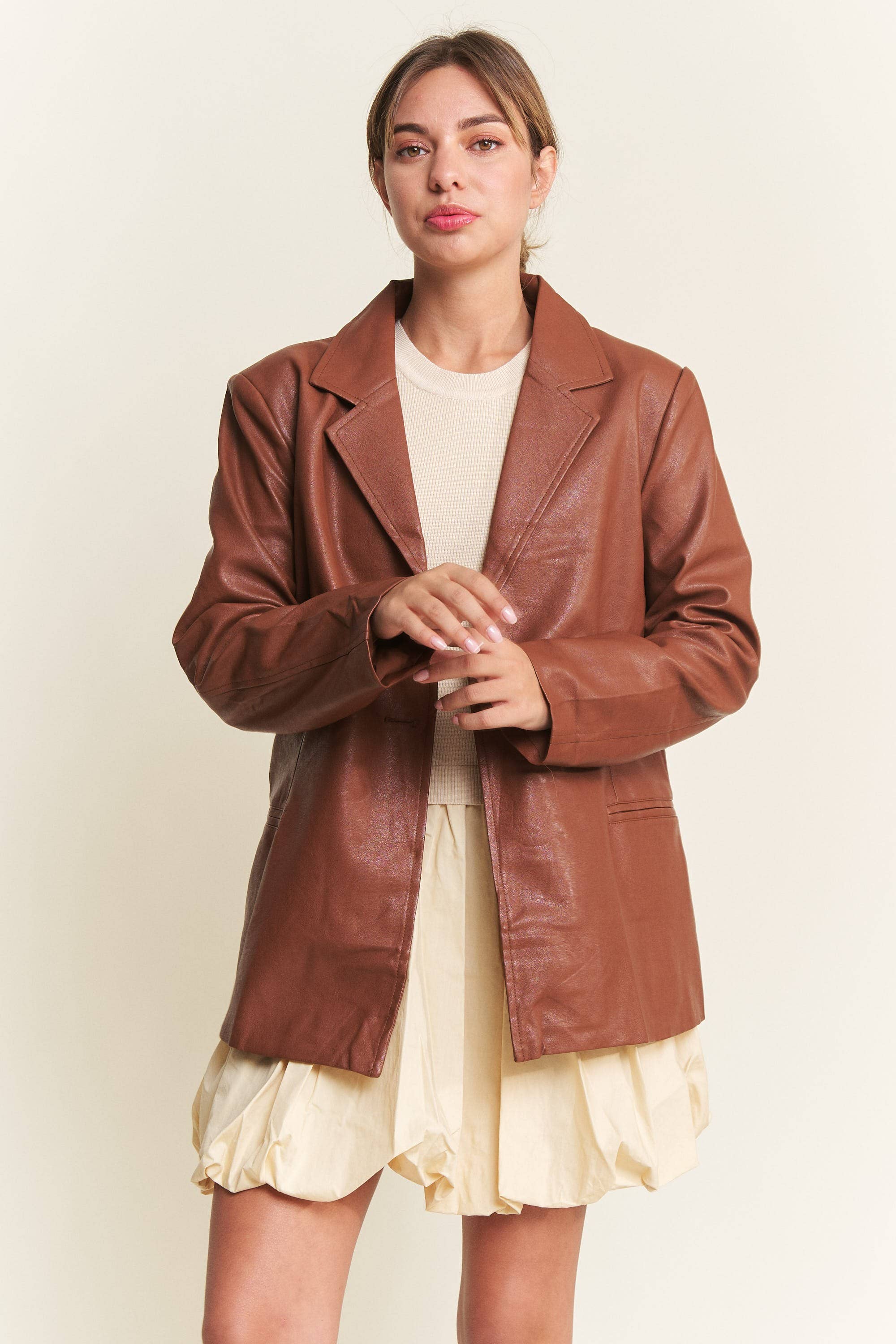 In The Beginning - Wholesale Jacket - Women's - Dark Brown Faux Leather Jacket 6
