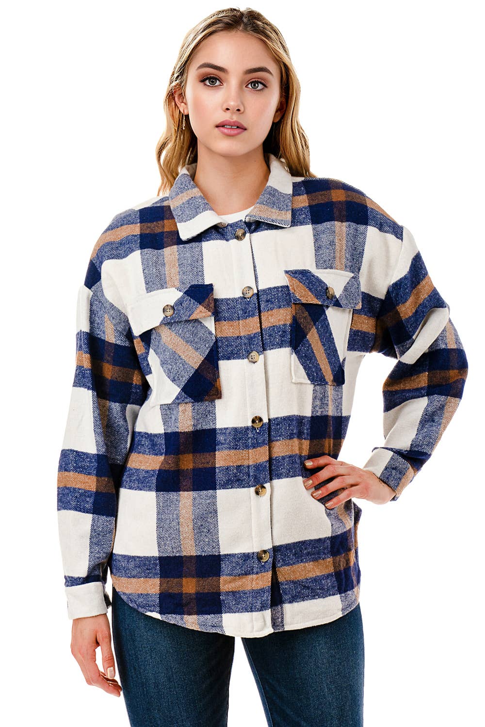 Color 5 - Wholesale Shirt Jacket/Shacket - Women's - Plaid flannel shacket basic shirt jacket w/fur lined inside13