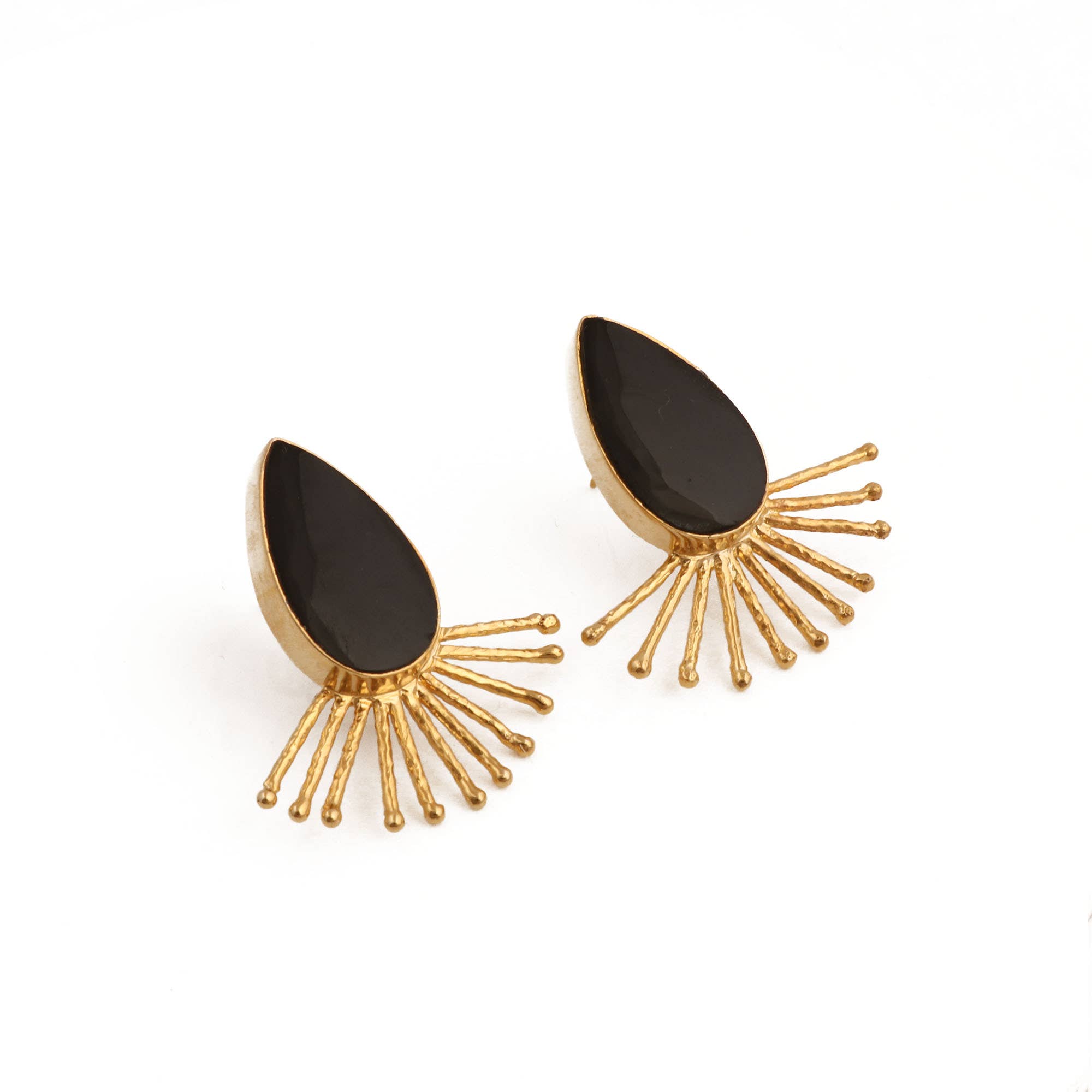 El Joyero - Wholesale Stud/Post Earrings - Black Onyx Sunburst Studs Handmade Statement Stud Earrings2