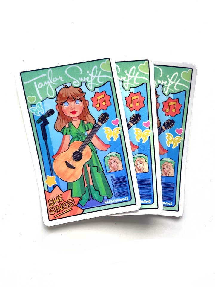Taylor Eras Debut Inspired Doll Drawing Sticker Decal Art for wholesale by Hassan Draws