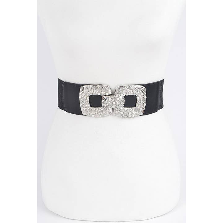 anbfashion – wholesale Belt – Women's – Rhinestone Pearl Buckles Elastic Belt PB86453