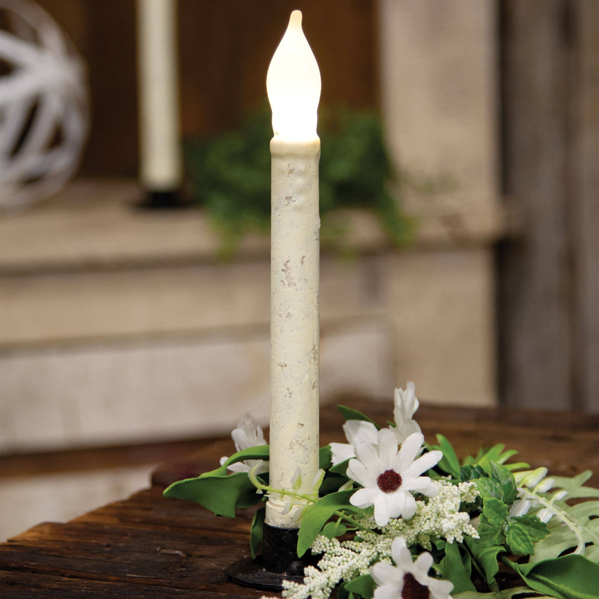 The Hearthside Collection – wholesale Flameless candle – Rustic White Taper, 9 inch1