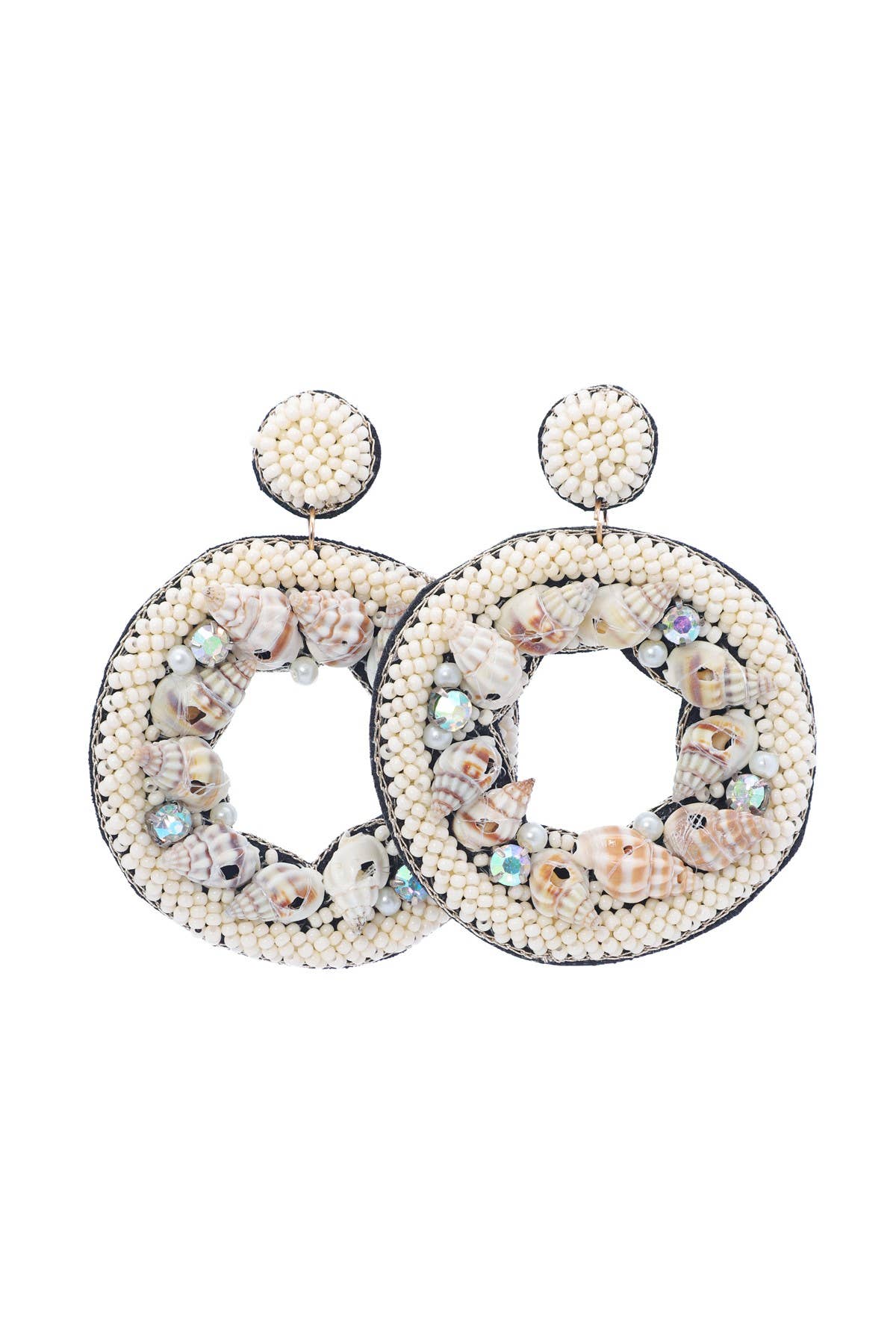 Open Round w/ Bead & Shell Drop Earrings for wholesale on Faire0