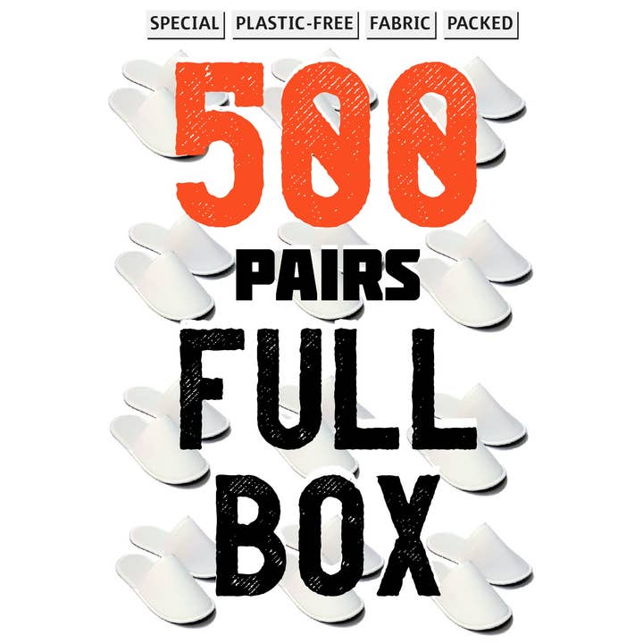 Chochili 500 Pairs Fabric Packed Terry Cotton Disposable Slippers for Airbnb Spa Wedding Guests Adult Men Women Size 10-11, White for wholesale by Supplyity