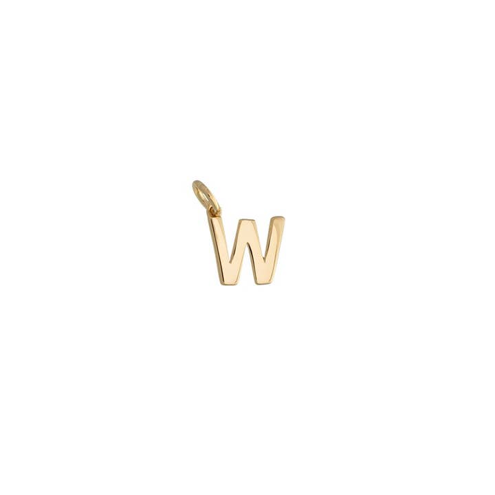 Pendentif Lettre 'W' En Or Jaune pour la vente par The Little Keepsake Company