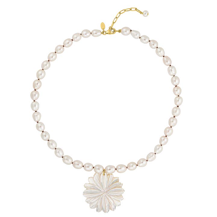 MARTHA FLOWER NECKLACE PEARL for wholesale by fyb jewelry