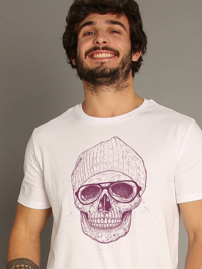 T-shirt Blanc Homme Cool Skull pour la vente par Wooop