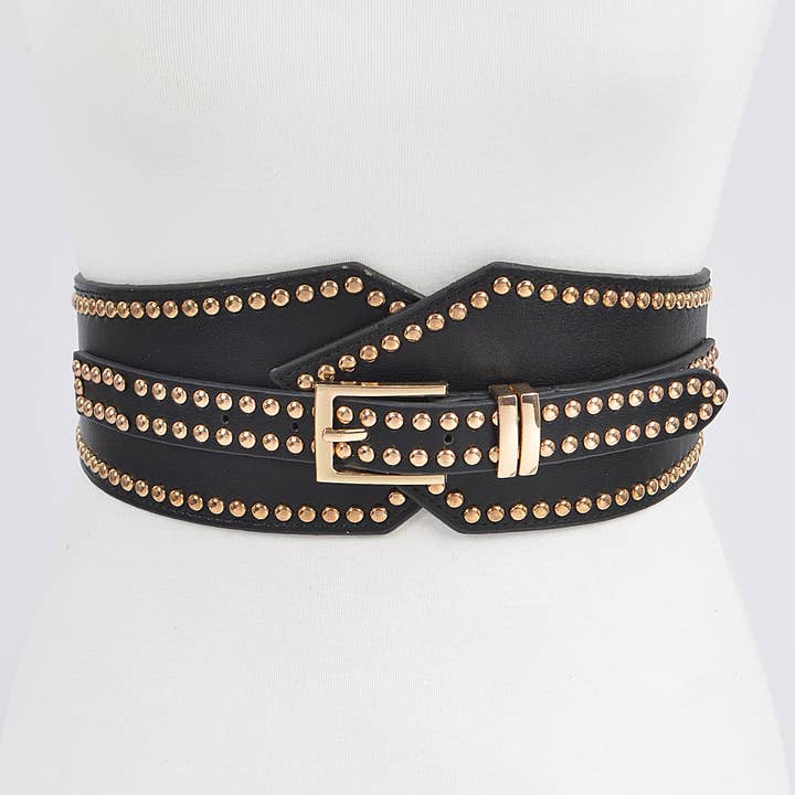 Brede stretchriem met studs voor wholesale door 3AM BY H&D ACCESSORIES