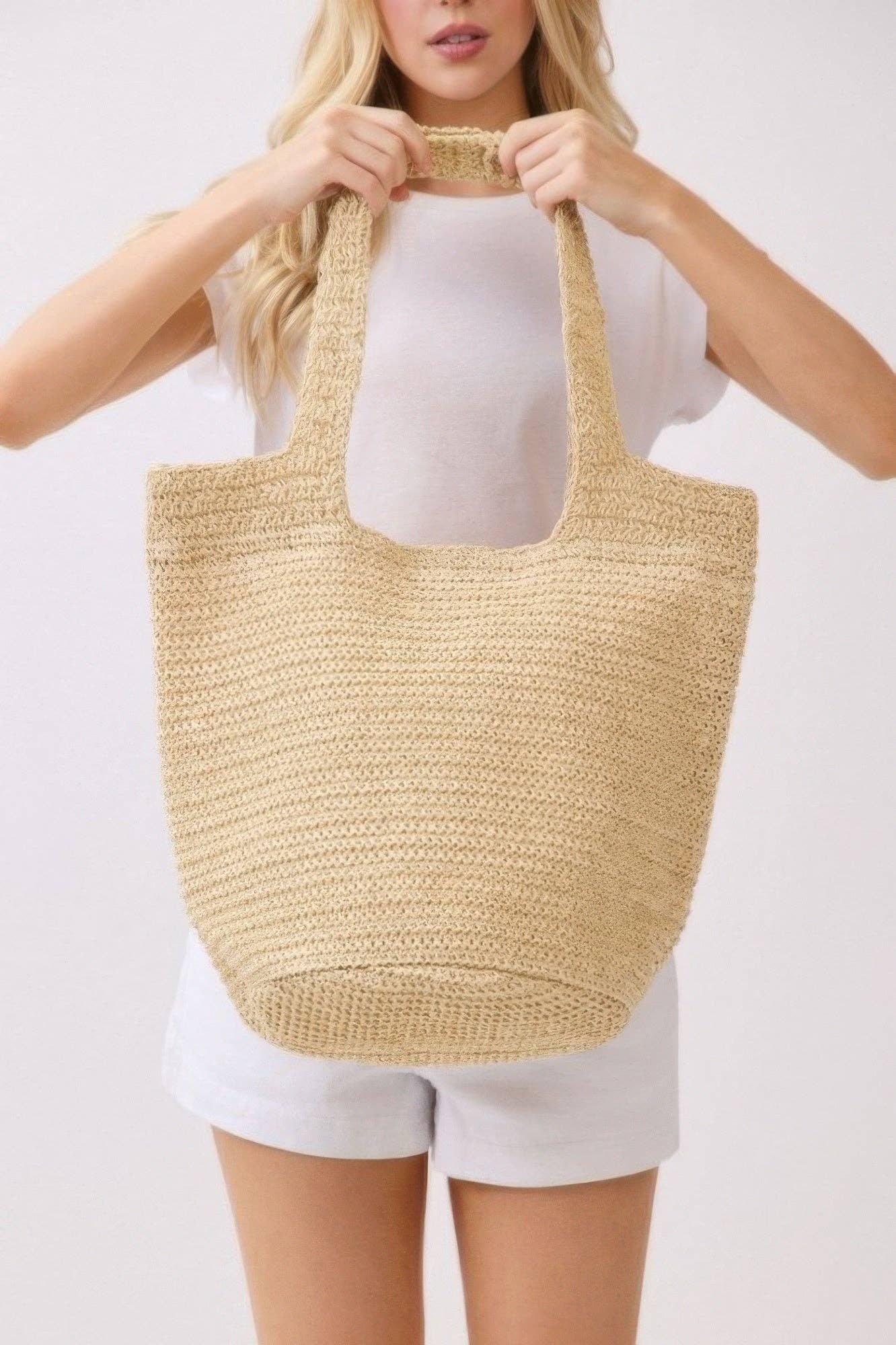 CC Wholesale Clothing - Wholesale Tote Bag - Women's - Round Bottom Handmade Strap Woven Straw Tote Bag4