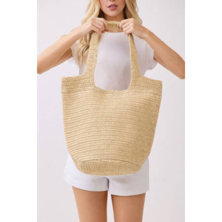 CC Wholesale Clothing - Wholesale Tote Bag - Women's - Round Bottom Handmade Strap Woven Straw Tote Bag4