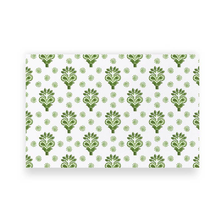 Ellen Davis Creative - Wholesale Disposable Placemat - Green Block Print Paper Placemats | Set of 24