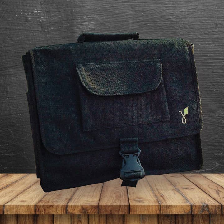Messenger Laptop Bag Jute J-Bag (Black) for wholesale by HeyJute