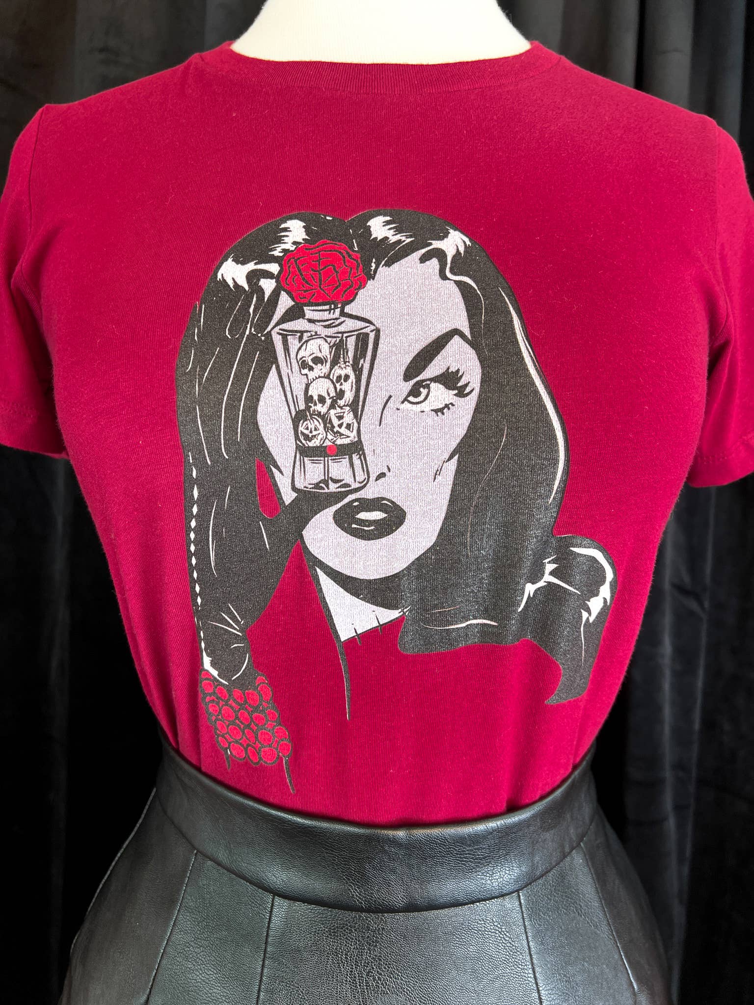 Mischief Made - Wholesale Shirt - Women's - Dark Temptation Fitted Tee in Cardinal2
