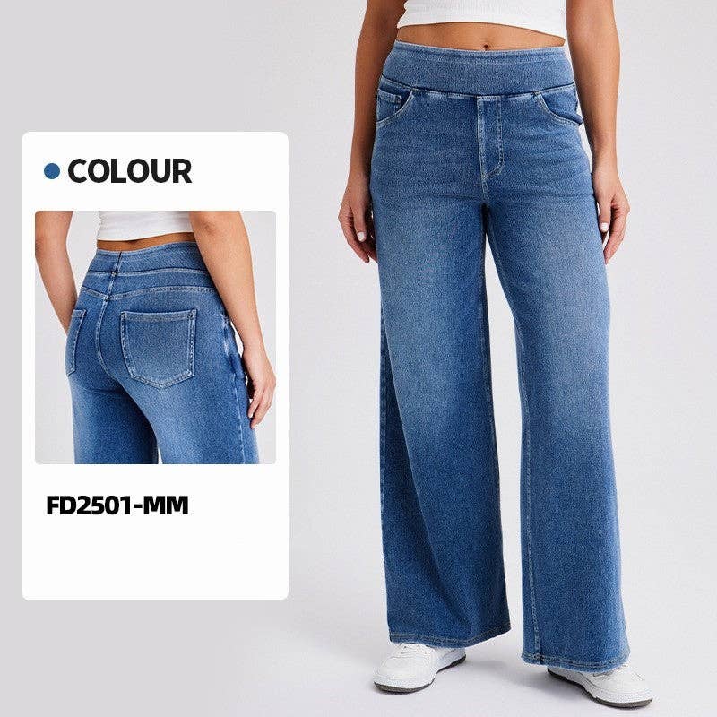 OceanusSwim - Wholesale Jeans - Women's - High Waist Plus Size Straight Jeans3