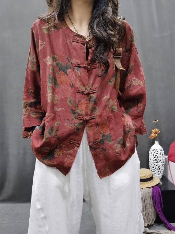 Whisper Mint - Wholesale Jacket - Women's - Women's Vintage Ethnic-Style Distressed Jacket Short Coat2