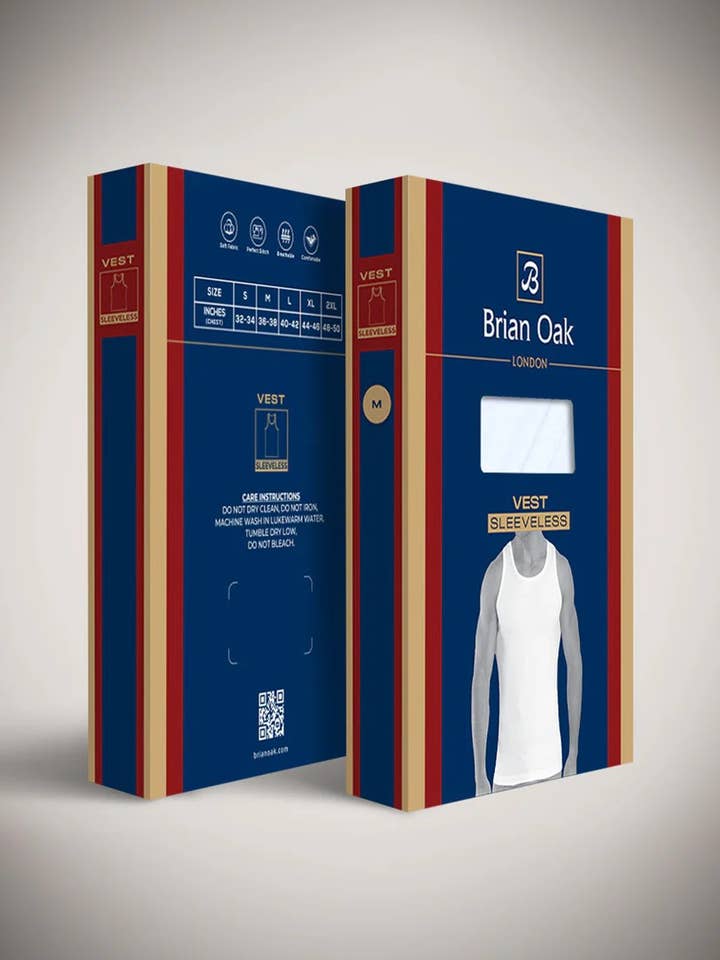 Brian Oak Limited – wholesale Tank top – Men's – White Regular Fit 100% Cotton Vest2