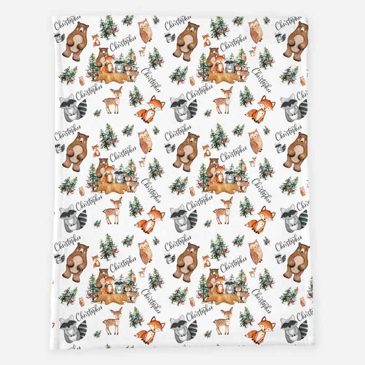 Couverture pour bébé personnalisée, nom de bébé Woodland Nursery pour la vente par Angeline Kids