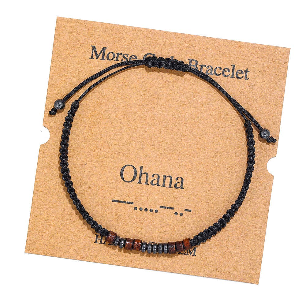 Mio Queena - Wholesale Woven/Braided Bracelet - Multi-style Hand-woven Wood Bead Morse Code Bracelet16