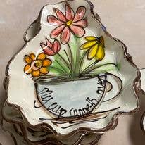 Heartfelt Traditions - Wholesale Decorative Plate/Dish/Bowl - Freeform Ruffled Plate (AW Flowers My Cup)