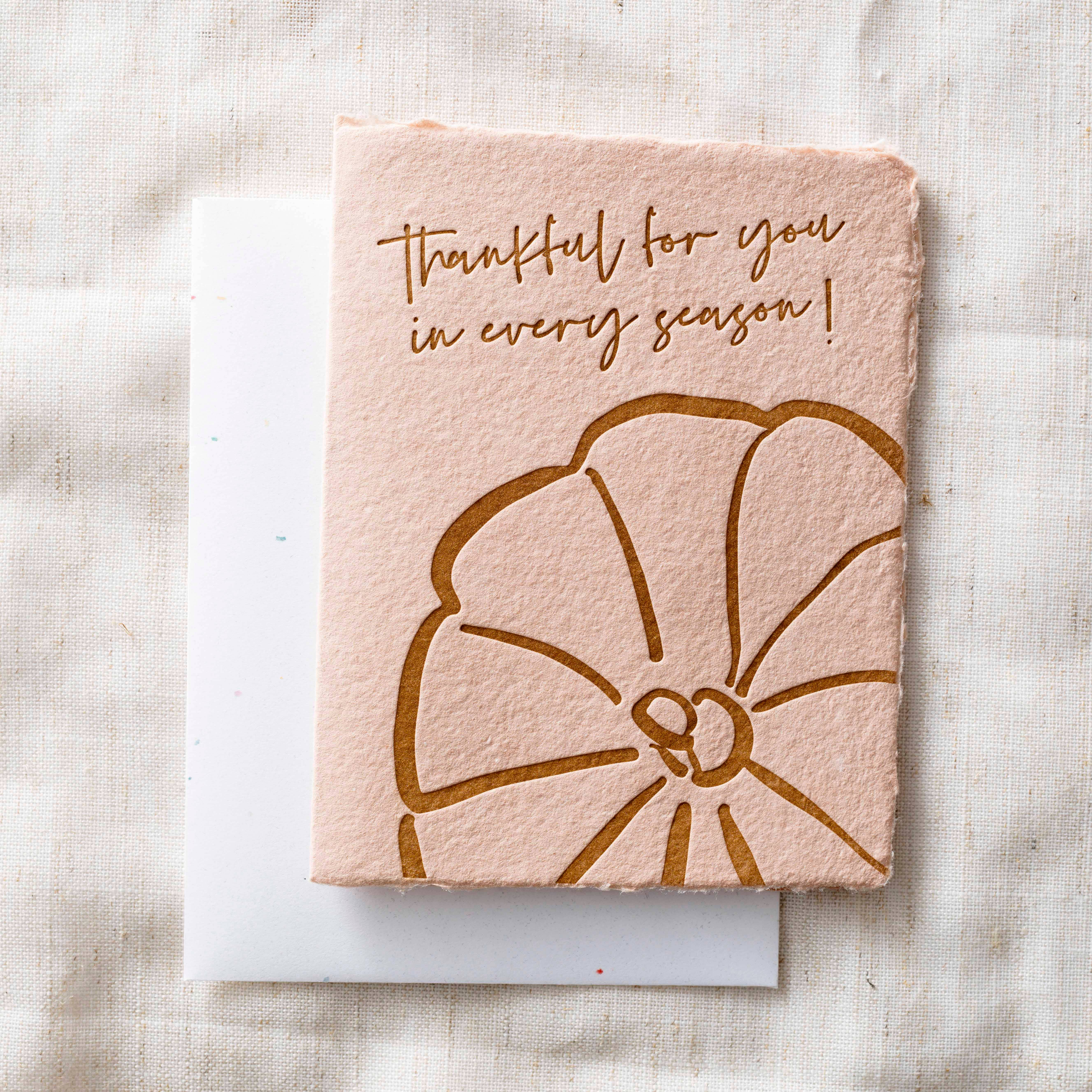 Paper Baristas - Wholesale Season's Greetings Card - Thankful For You Every Season | Pumpkin Greeting Card