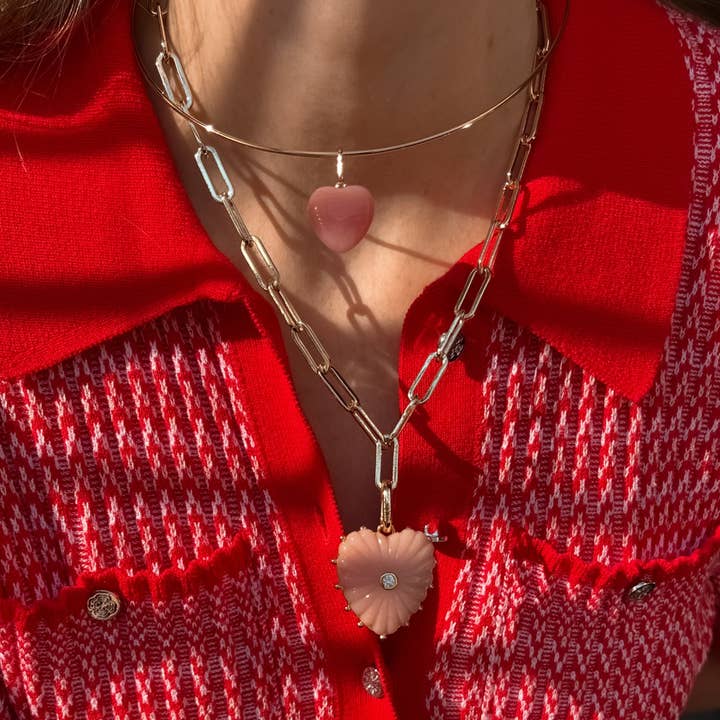 THATCH - Wholesale Pendant/Charm Necklace - Malene Pink Opal Clip Necklace
