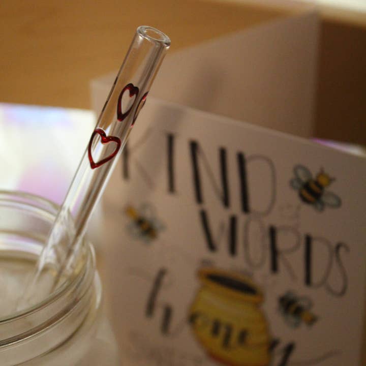 Herzglasstrohhalm mit Reinigungsbürste*Lebenslange Garantie für den Großhandel von DrinkingStraws.Glass LLC