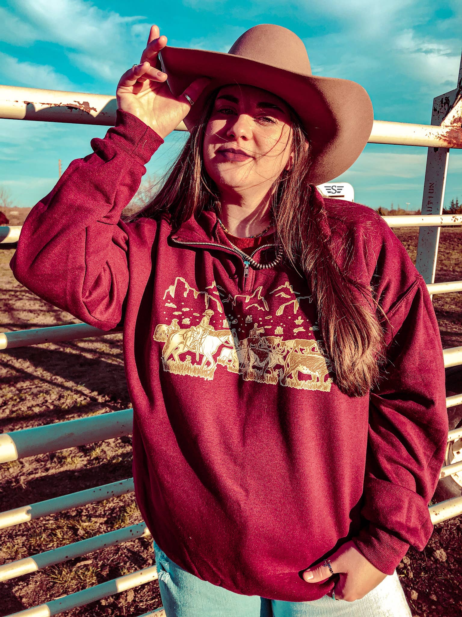 Flying S Company - Wholesale Graphic Sweatshirt - Women's - Cattle Drive Quarter Zip2