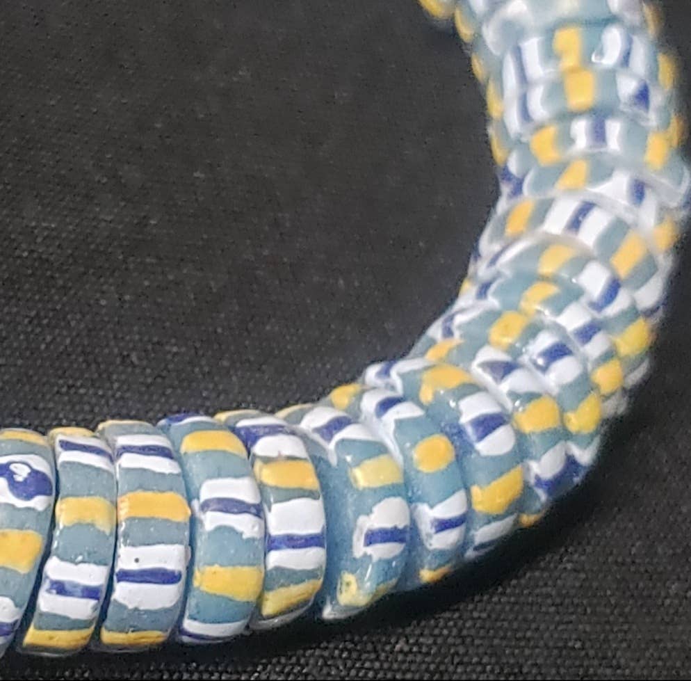 Aadampo African Beads - Wholesale Beads - African glass beads, chevron stripped spacer beads3