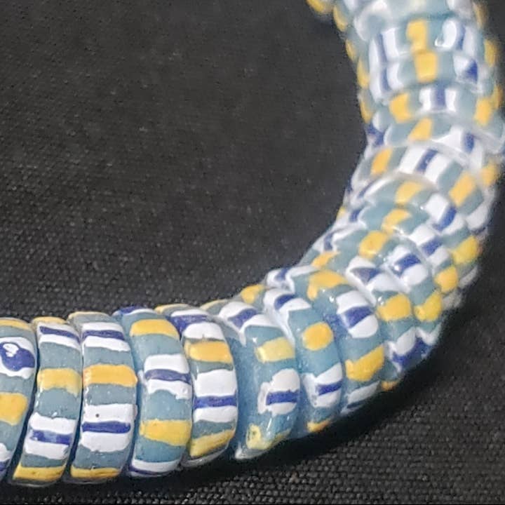 Aadampo African Beads - Wholesale Beads - African glass beads, chevron stripped spacer beads3