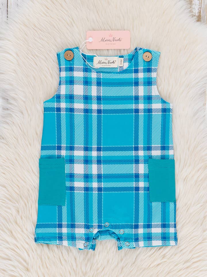 Turquoise Plaid Johnny for wholesale by Marie Nicole Clothing