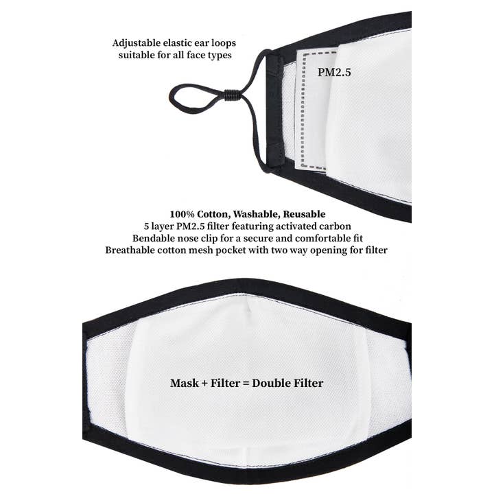 Veroma Gifts - Wholesale Protective face mask/shield - Reusable Black Floral Face Mask with Filter7