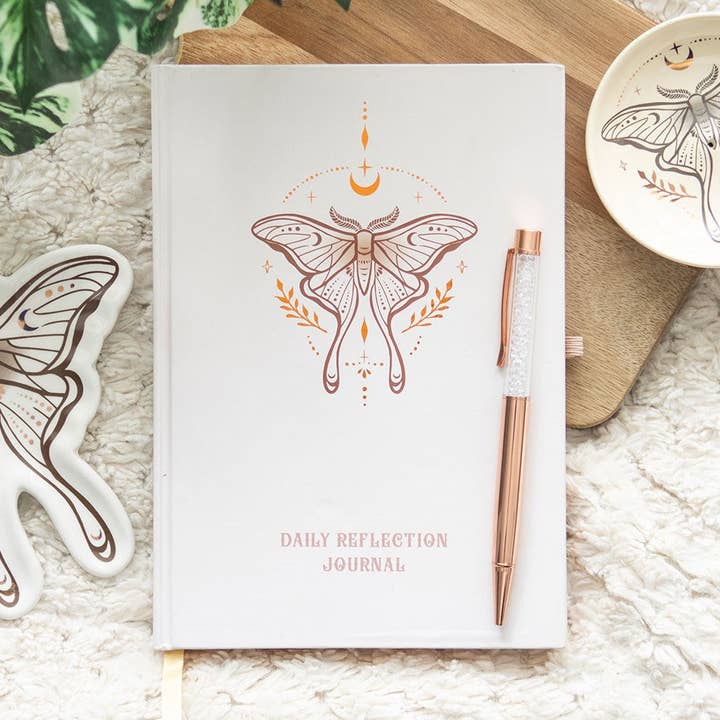 Something Different Wholesale – Diário por atacado – Diário de Reflexão Diária Luna Moth com Caneta Clara Quartzo0