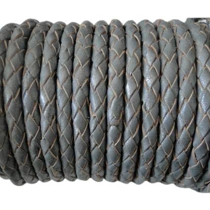 Oslo Round Braided Leather Cord- 3mm-Grey for wholesale by Sun Enterprises B.V.