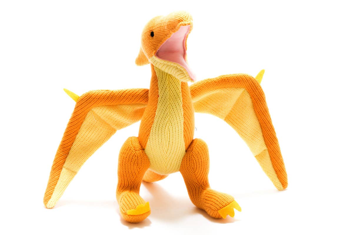 Best Years Ltd - Wholesale Stuffed/Plush Toy - Kids & Baby - Knitted Yellow Pterodactyl Dinosaur Teddy Soft Toy3