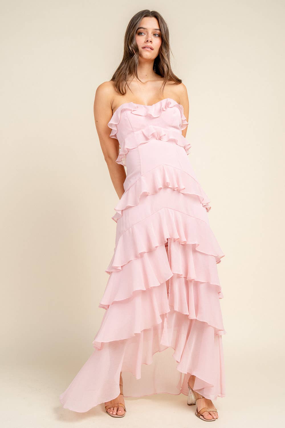 BEIVY & COLLABO – wholesale Klänning - Dam – BD12806K / YORYU CHIFFONG VOLANGLAGER MAXIKLÄNNING18