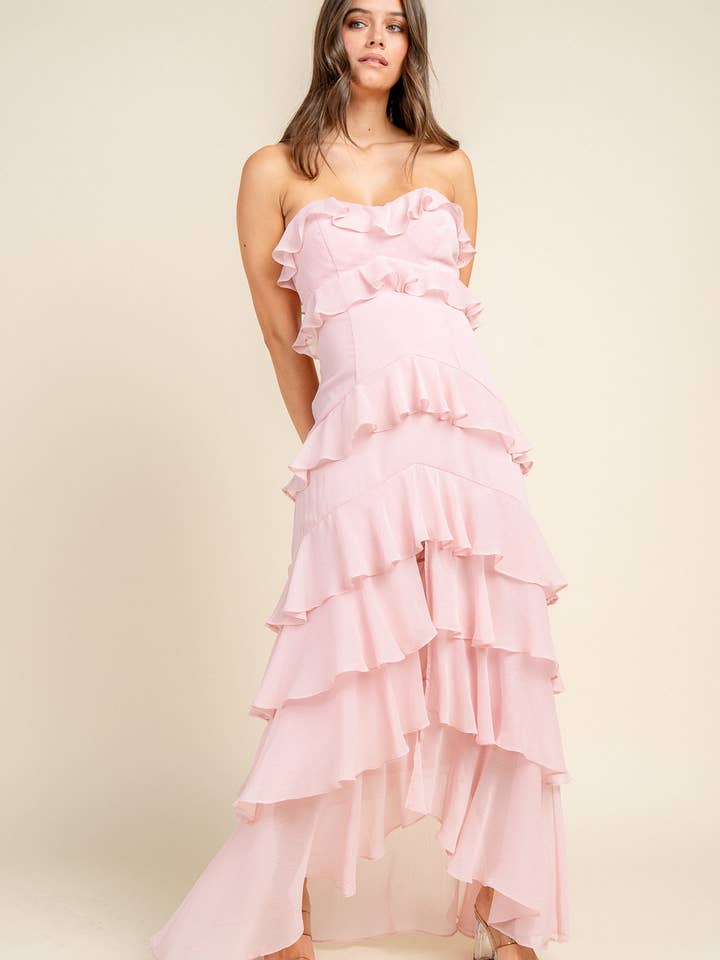 BEIVY & COLLABO – wholesale Klänning - Dam – BD12806K / YORYU CHIFFONG VOLANGLAGER MAXIKLÄNNING18